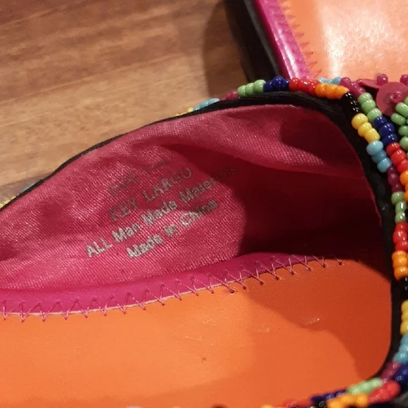 Chico's Red and Pink Mules Vibrant Summer Slip-Ons - Picture 2 of 8